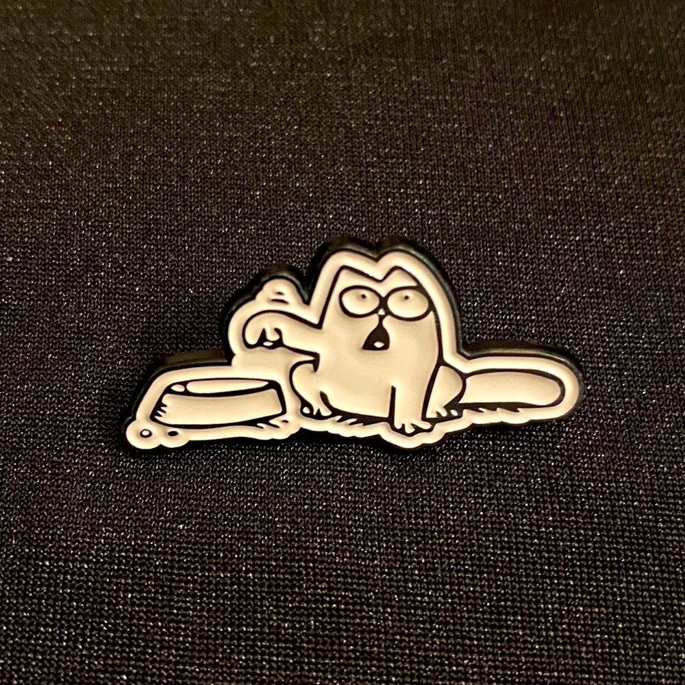 Starving Kitty: Enamel pin/magnet reminds you of your poor, underfed feline